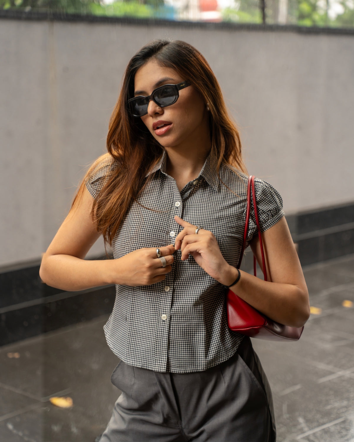 Black Gingham Top