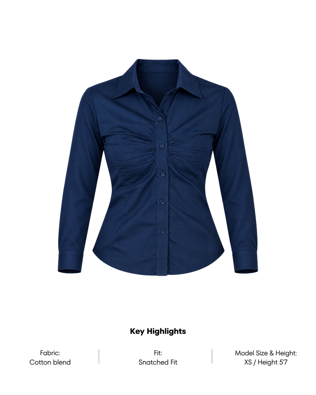 Navy Pleated Shirt