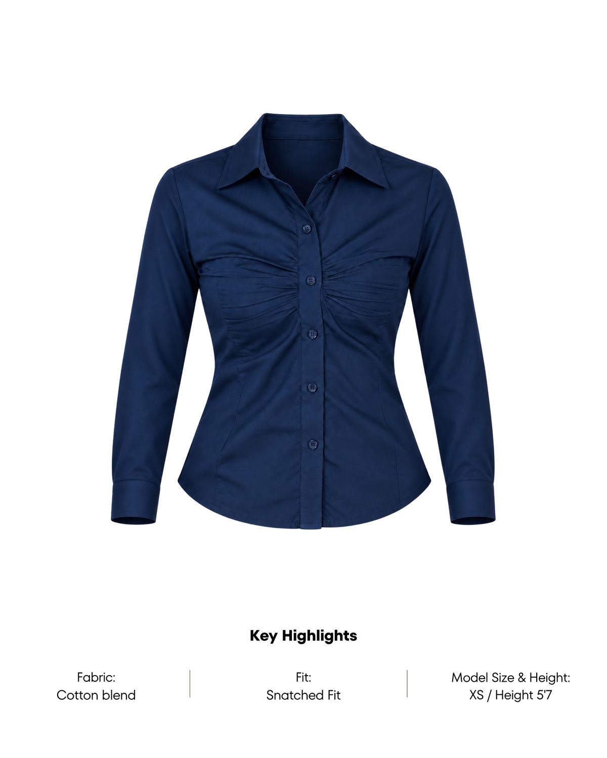 Navy Pleated Shirt