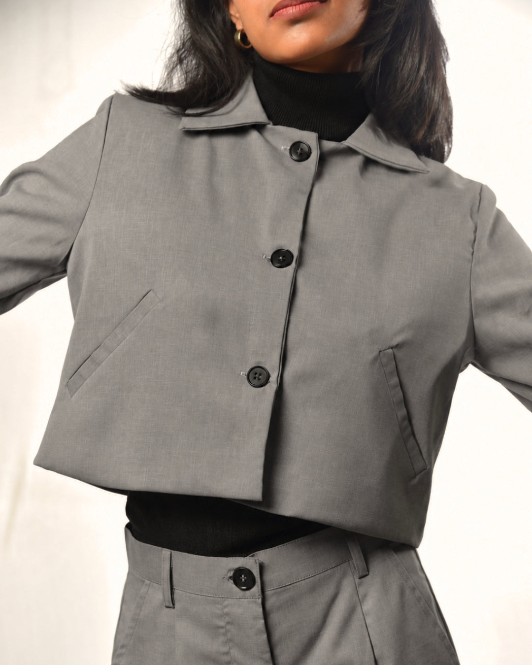 Charcoal Crop Blazer